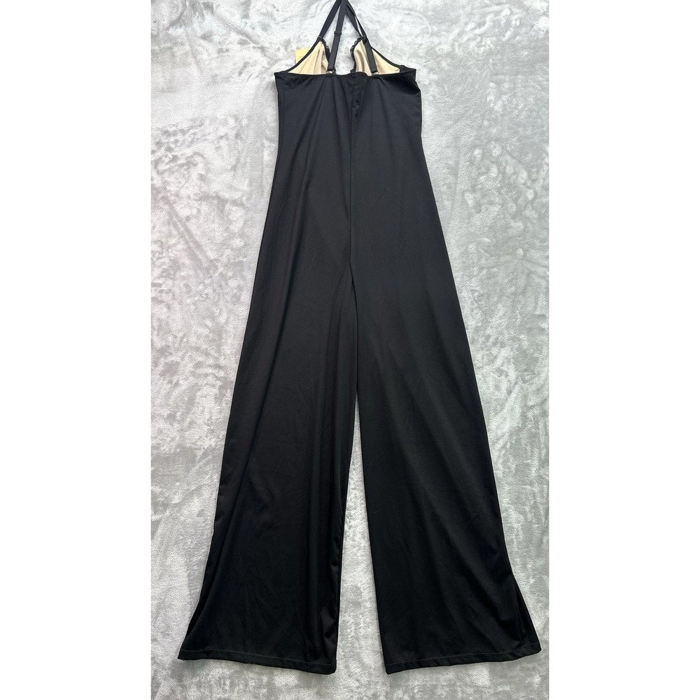 New Popilush Shapewear Slimming Wide-Leg Jumpsuit Black Size XL Formal Lace Romp - Picture 4 of 10